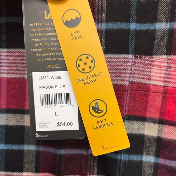 Men's NWT Lee Regular Fit Long Sleeve Plaid Flannel Shirt Multicolor Large‎ - Picture 3 of 4
